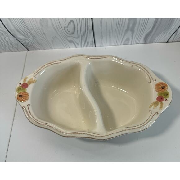 Pfaltzgraff Plymouth Oblong Divided Vegetable Serving Bowl Fall Harvest GUC - Picture 1 of 7